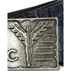 Carlo Colucci Leren riem met crocoprint-Heren Riemen