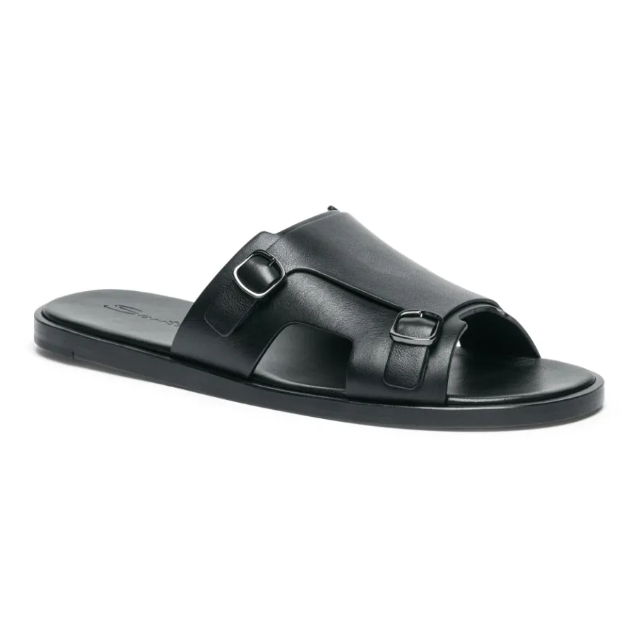 Santoni Leren Sandaal-Heren Slippers