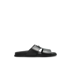 Dolce & Gabbana Leren slippers met applicatie-Heren Slippers