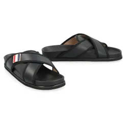 Thom Browne Leren Slippers met Grosgrain Lintdetails-Heren Slippers