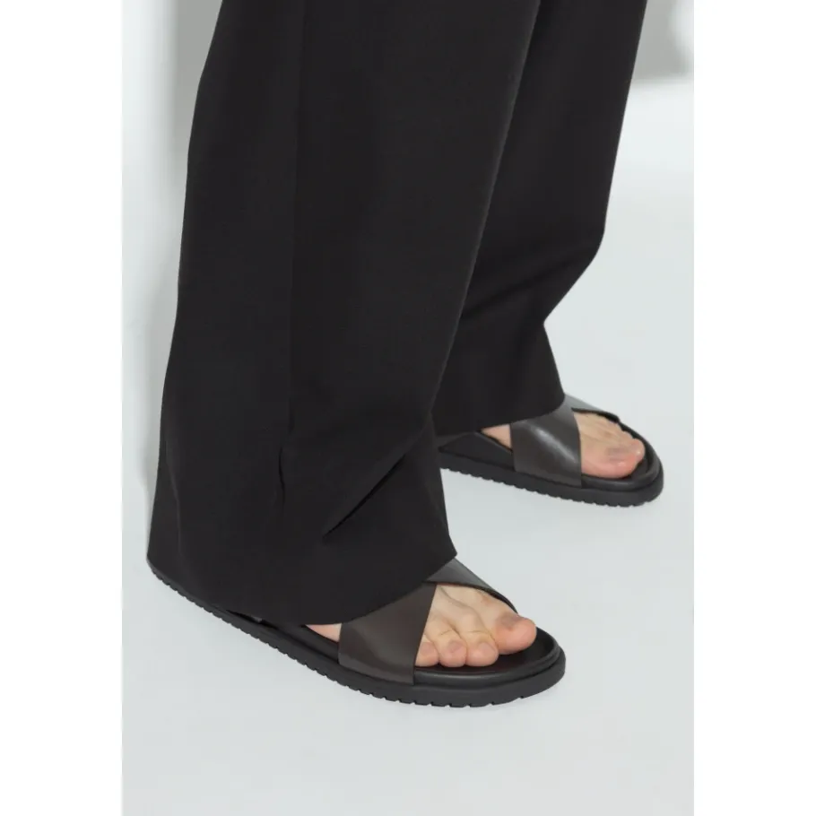 Dolce & Gabbana Leren slippers met logo-Heren Slippers