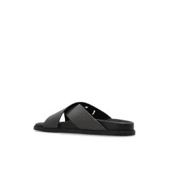 Dolce & Gabbana Leren slippers met logo-Heren Slippers