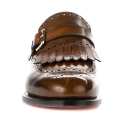 Santoni Leren Zakelijke Schoenen met Franjes-Heren Instappers & Slip Ons|Nette Schoenen