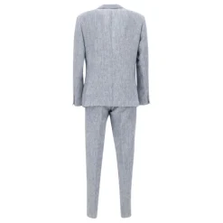 Eleventy Licht Linnen Blend Pak-Heren Kostuums