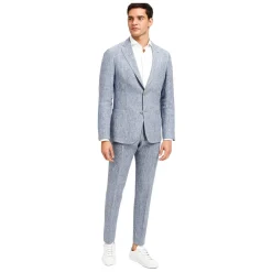 Eleventy Licht Linnen Blend Pak-Heren Kostuums