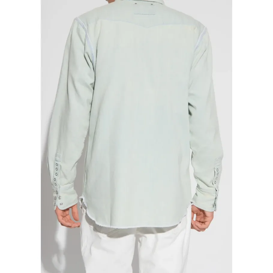 Golden Goose Lichte Distressed Denim Overhemd-Heren Overhemden