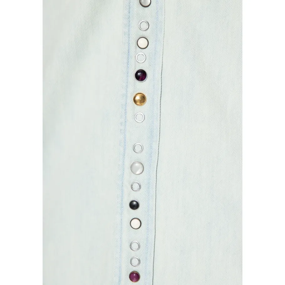 Golden Goose Lichte Distressed Denim Overhemd-Heren Overhemden