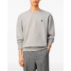 Ami Paris Lichtgrijze Crew Neck Sweater-Heren Truien & Vesten