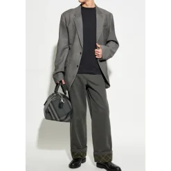 Burberry Logo Geborduurd Broek met Omgeslagen Zoom-Heren Broeken