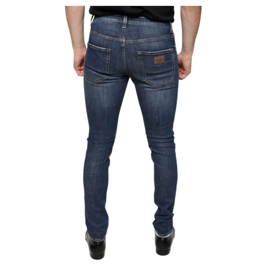 Dolce & Gabbana Logo Skinny Denim Jeans Donker-Heren Jeans