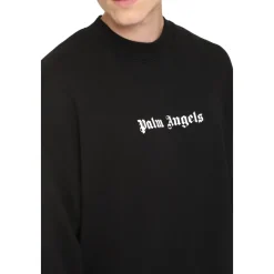 Palm Angels Logo-Print Crew-Neck Sweatshirt-Heren Truien & Vesten