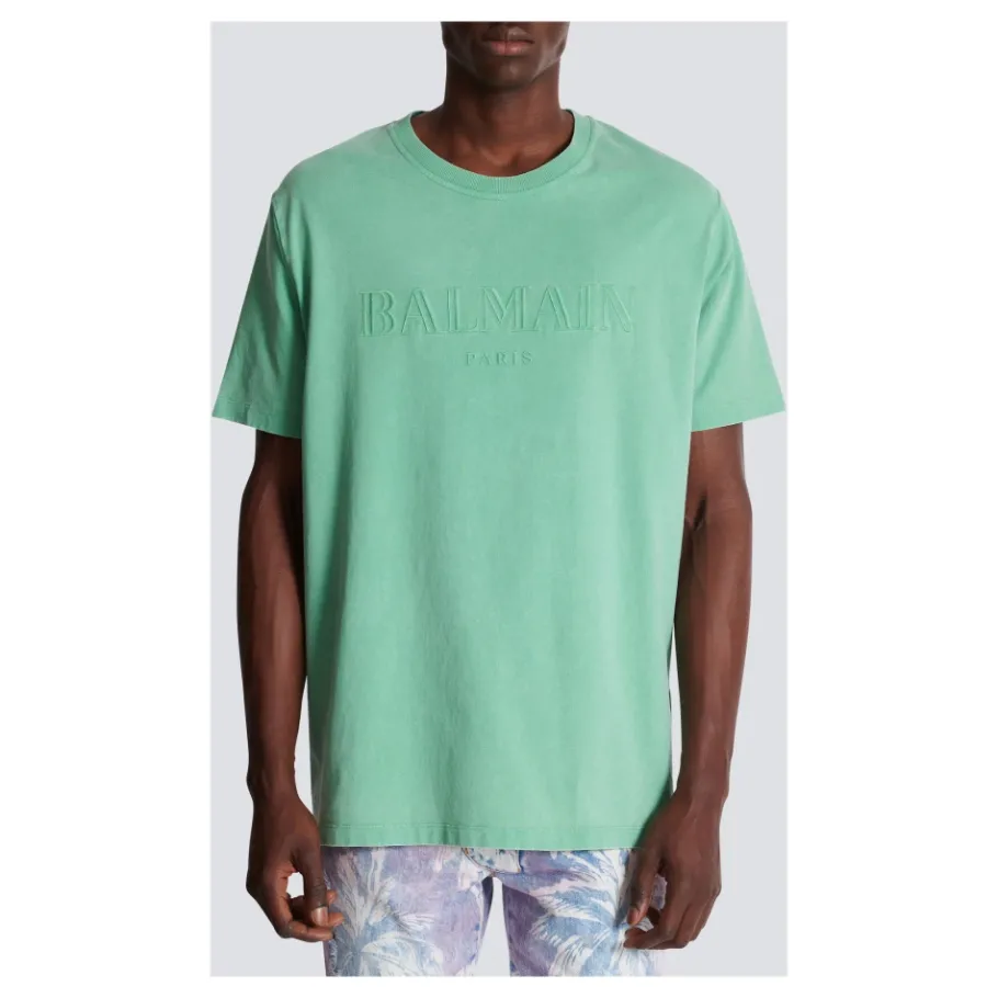 Balmain Los T-shirt met vintage borduursel-Heren Shirts