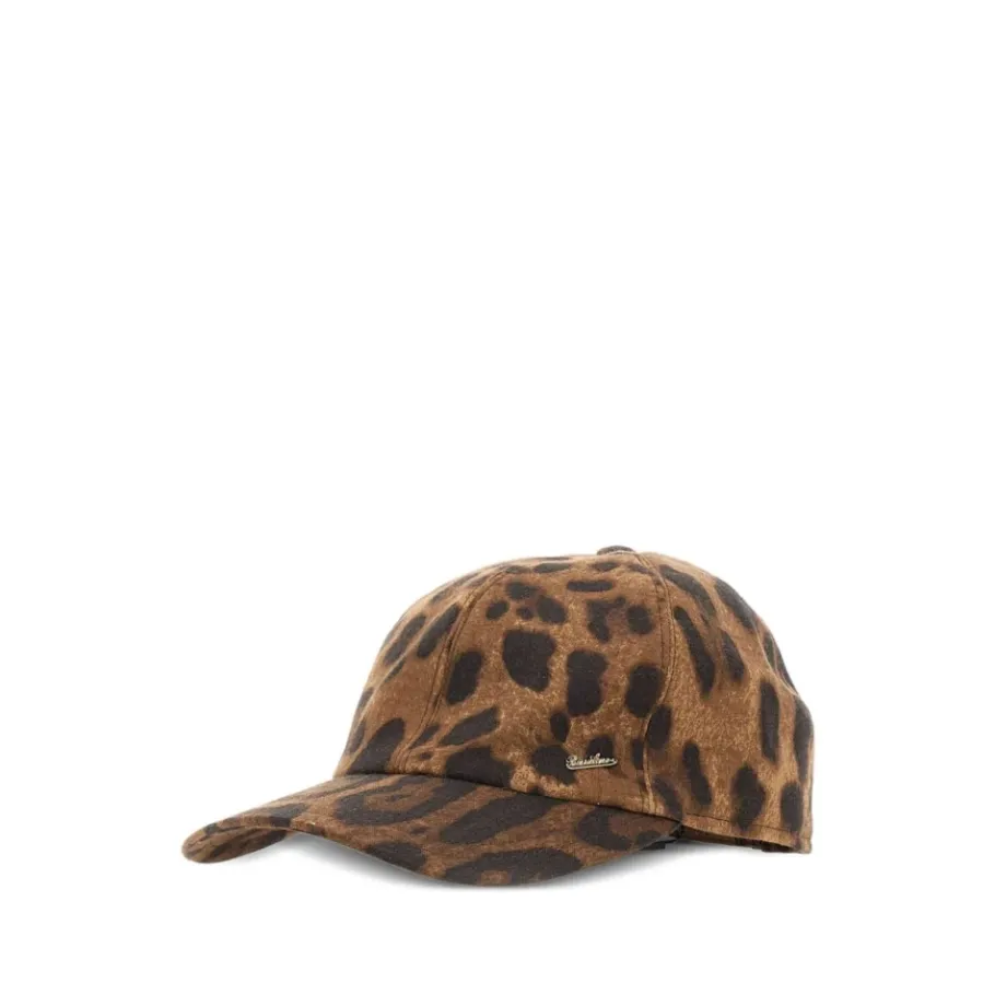 Borsalino Luipaardprint Wollen Hoed met Logo-Heren Petten