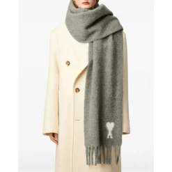 Ami Paris Luxe Grijze Sjaal AW25-Heren Sjaals