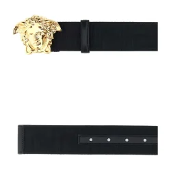 Versace Luxe Leren Riem Nero E Oro-Heren Riemen