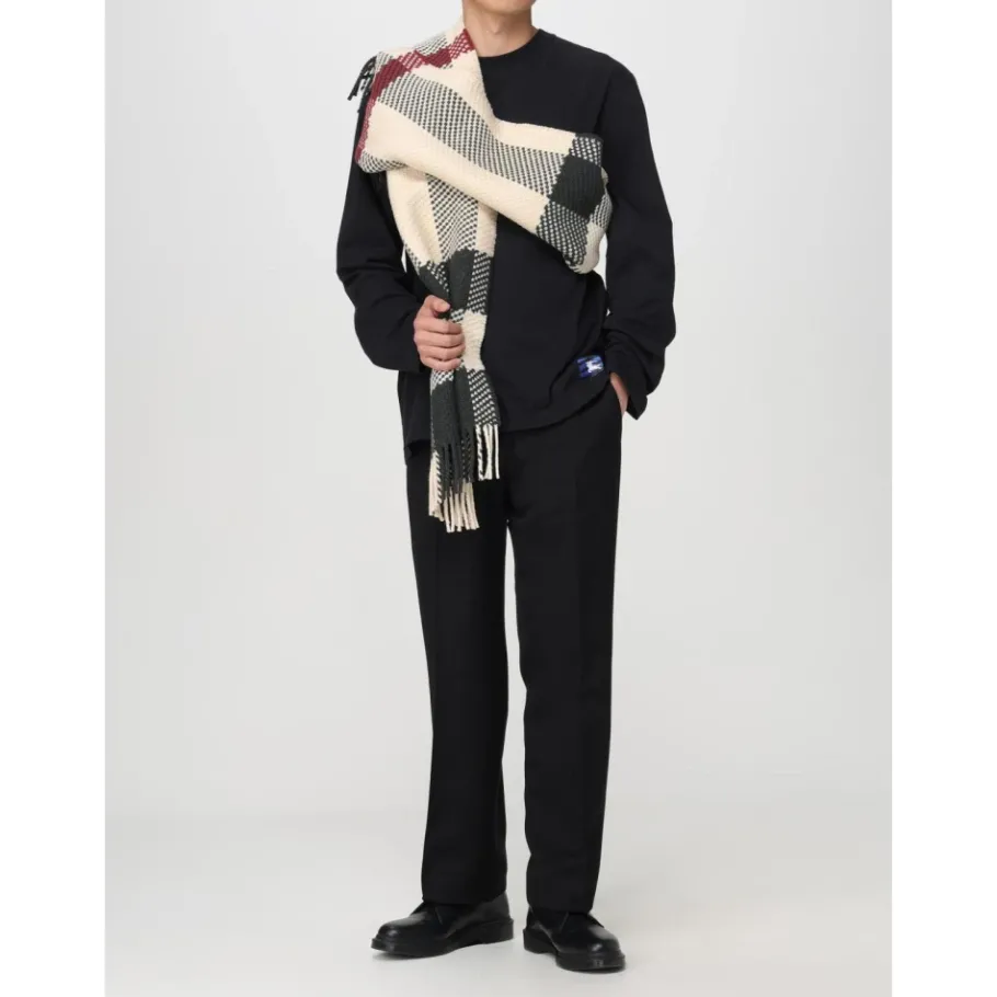 Burberry Luxe Multicolor Gebreide Sjaal met Franjes-Heren Sjaals