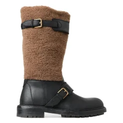 Dolce & Gabbana Luxe Shearling Leren Lange Laarzen-Heren Snowboots