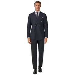 Boggi Milano Micro Herringbone Wol Dubbel Breasted Pak Stijl-Heren Kostuums