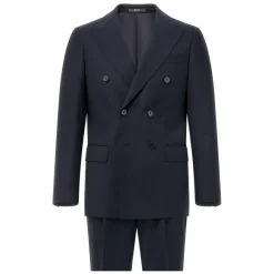 Boggi Milano Micro Herringbone Wol Dubbel Breasted Pak Stijl-Heren Kostuums