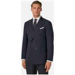Boggi Milano Micro Herringbone Wol Dubbel Breasted Pak Stijl-Heren Kostuums