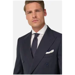 Boggi Milano Micro Herringbone Wol Dubbel Breasted Pak Stijl-Heren Kostuums