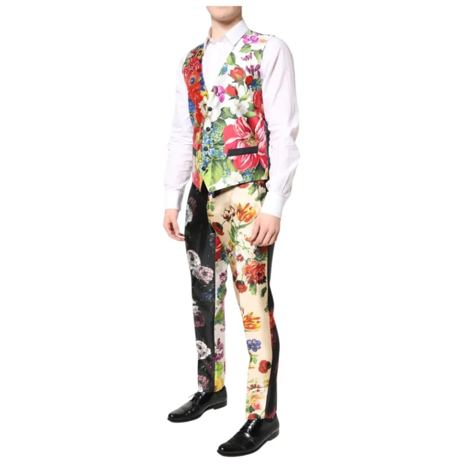 Dolce & Gabbana Multicolor Bloemen Zijden 3-Delig Pak-Heren Kostuums