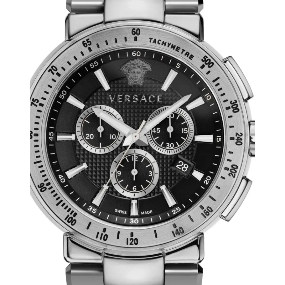 Versace Mystique Sport Chronograaf Roestvrijstalen Armband-Heren Horloges