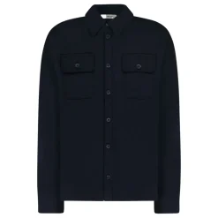 FLÂNEUR Navy Shirt met Rubber Patch-Heren Overhemden