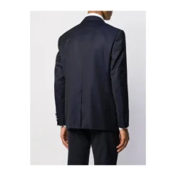 Canali Navy Wool Tailored Suit Jacket-Heren Kostuums