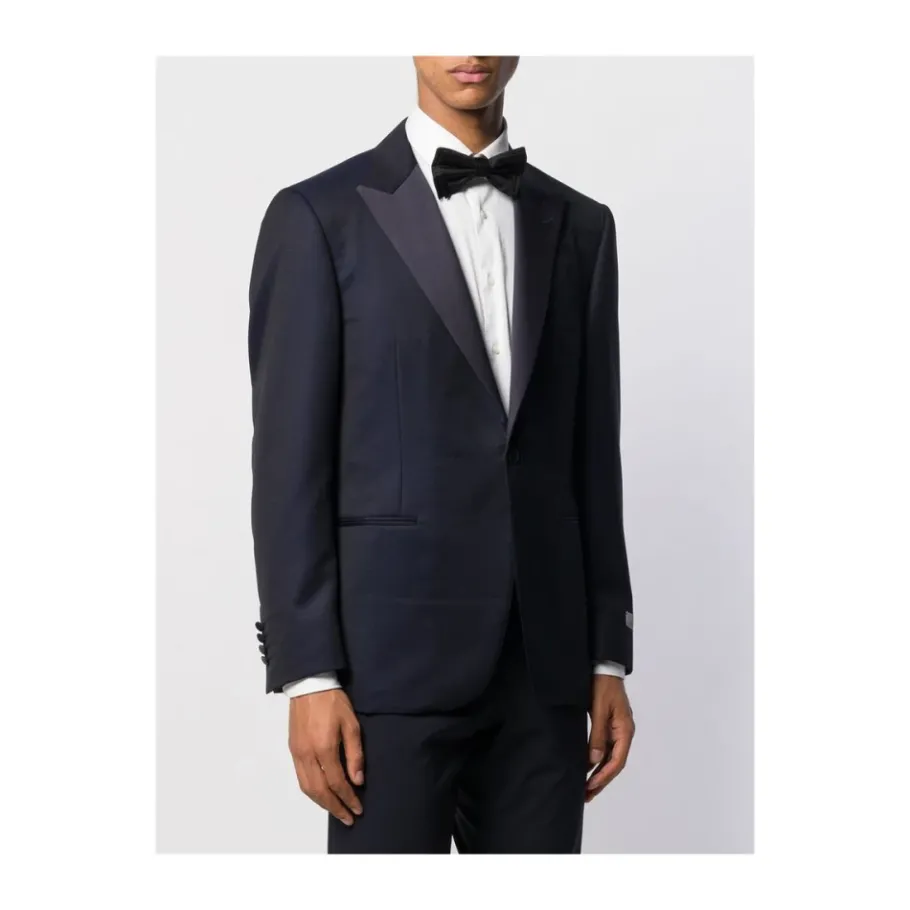 Canali Navy Wool Tailored Suit Jacket-Heren Kostuums
