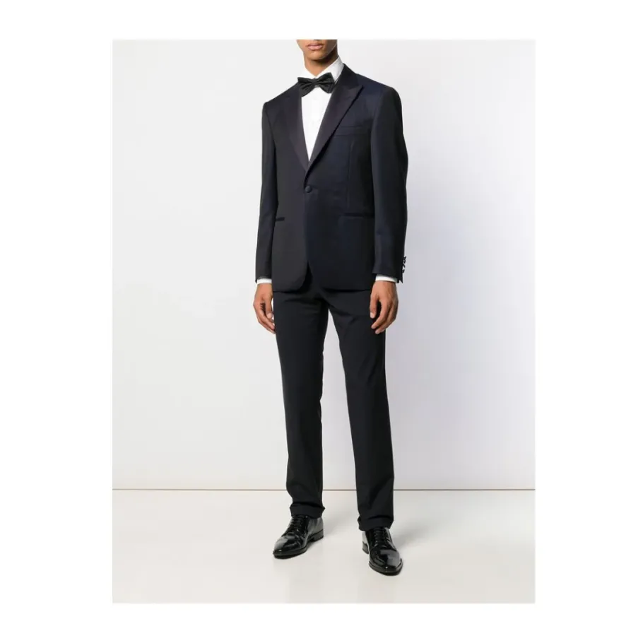 Canali Navy Wool Tailored Suit Jacket-Heren Kostuums