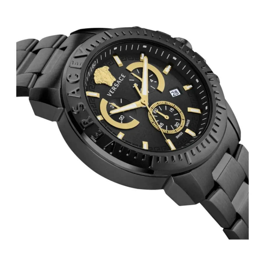 Versace NIEUWE CHRONO Gunmetal Roestvrijstalen Horloge-Heren Horloges