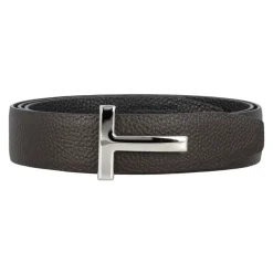 Tom Ford Omkeerbare T Grainy Leren Riem /Zwart-Heren Riemen
