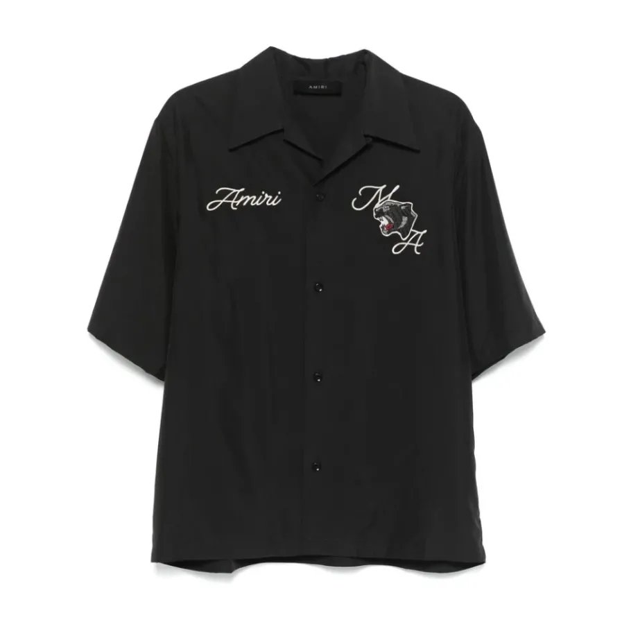 Amiri Panther Patch Camp Collar Shirt-Heren Overhemden