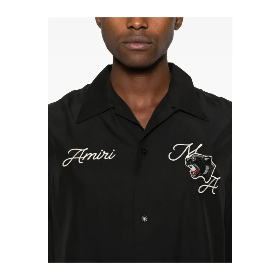 Amiri Panther Patch Camp Collar Shirt-Heren Overhemden