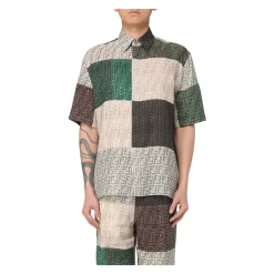 Fendi Patchwork Shirt FF Motif Linnen-Heren Overhemden