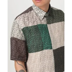 Fendi Patchwork Shirt FF Motif Linnen-Heren Overhemden