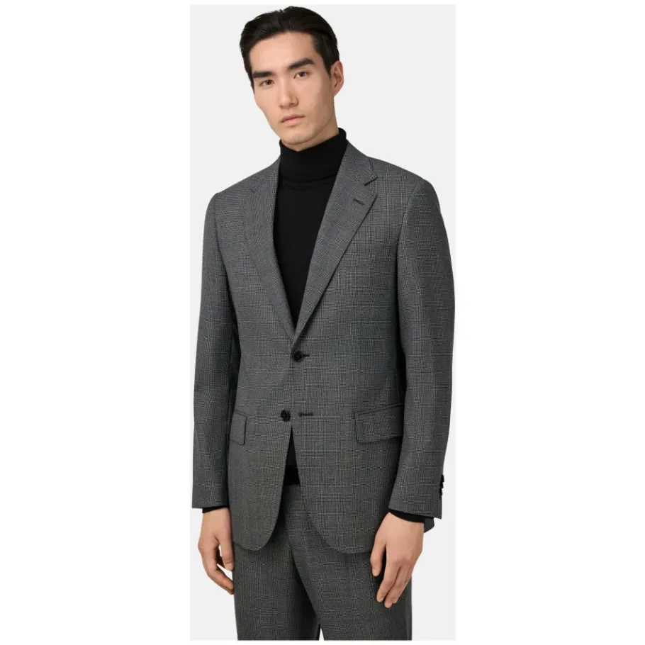 Boggi Milano Pied De Poule Wollen Pak Stijl Firenze-Heren Kostuums