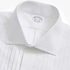 Brooks Brothers Plooi Katoenen Slim Fit Smokingoverhemd met Engelse Kraag-Heren Overhemden