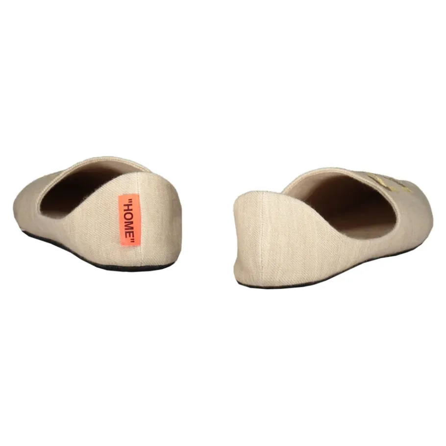 Off White Pointy Toe Slippers-Heren Pantoffels