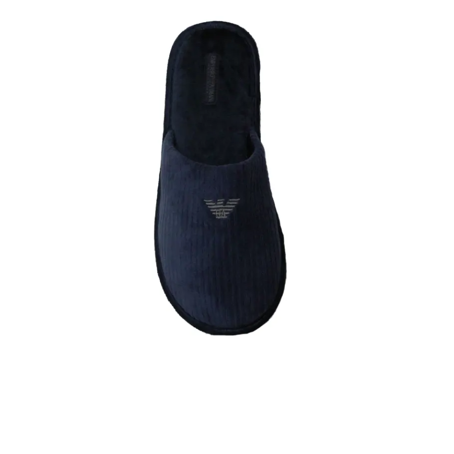 Emporio Armani Polyester Sandalen met Logo Front Rubberen Zool-Heren Pantoffels