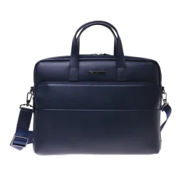 Baldinini Professional bag in blue leather and nylon-Heren Tassen
