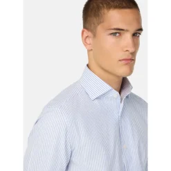 Boggi Milano Regular Fit Gestreept Katoenen Overhemd-Heren Overhemden