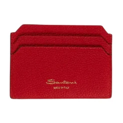 Santoni Rode Leren Kaarthouder met Meerdere Sleuven-Heren Portefeuilles