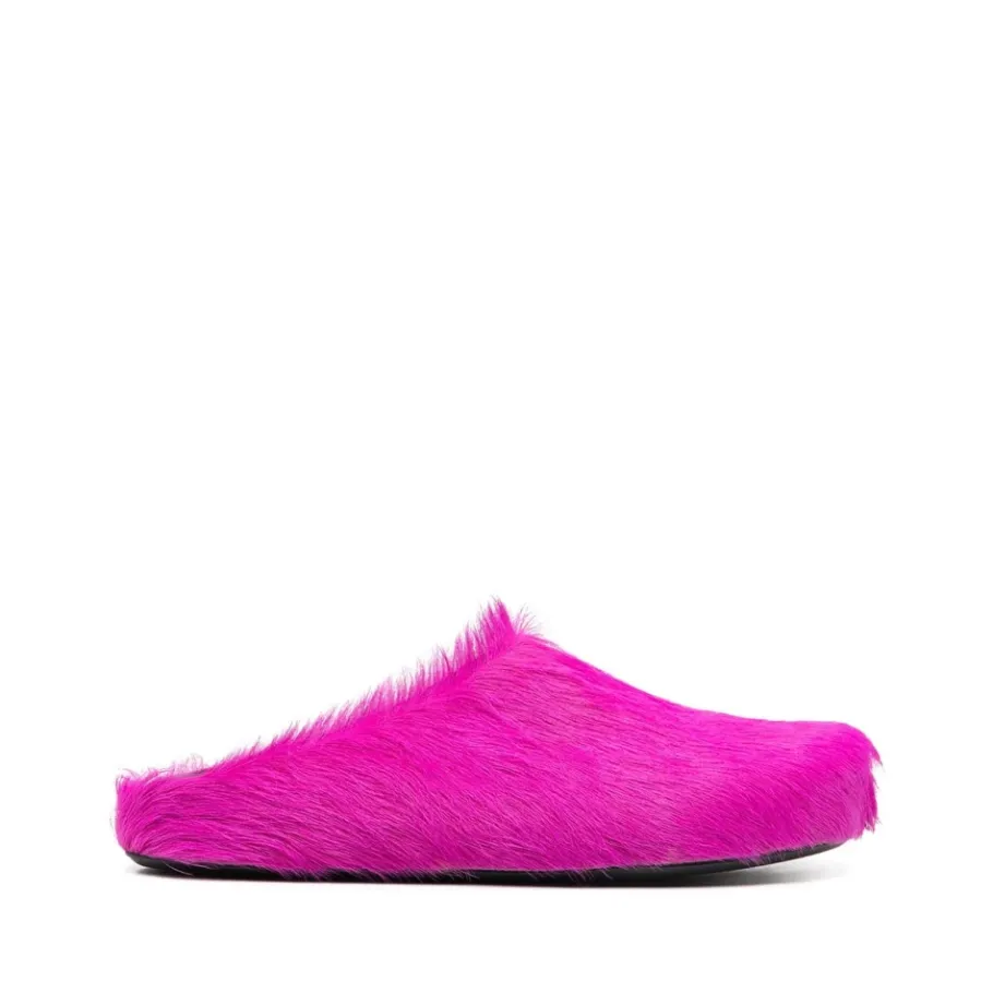 Marni platte schoenen met Fur Fussbett Sabot-Heren Pantoffels