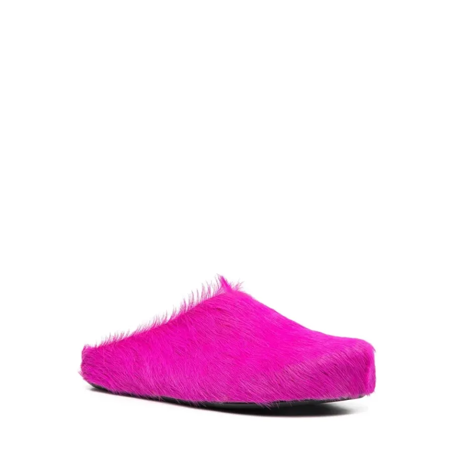 Marni platte schoenen met Fur Fussbett Sabot-Heren Pantoffels