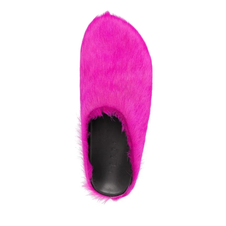 Marni platte schoenen met Fur Fussbett Sabot-Heren Pantoffels