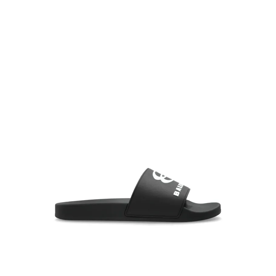 Balenciaga Rubberen slides met logo-Heren Slippers