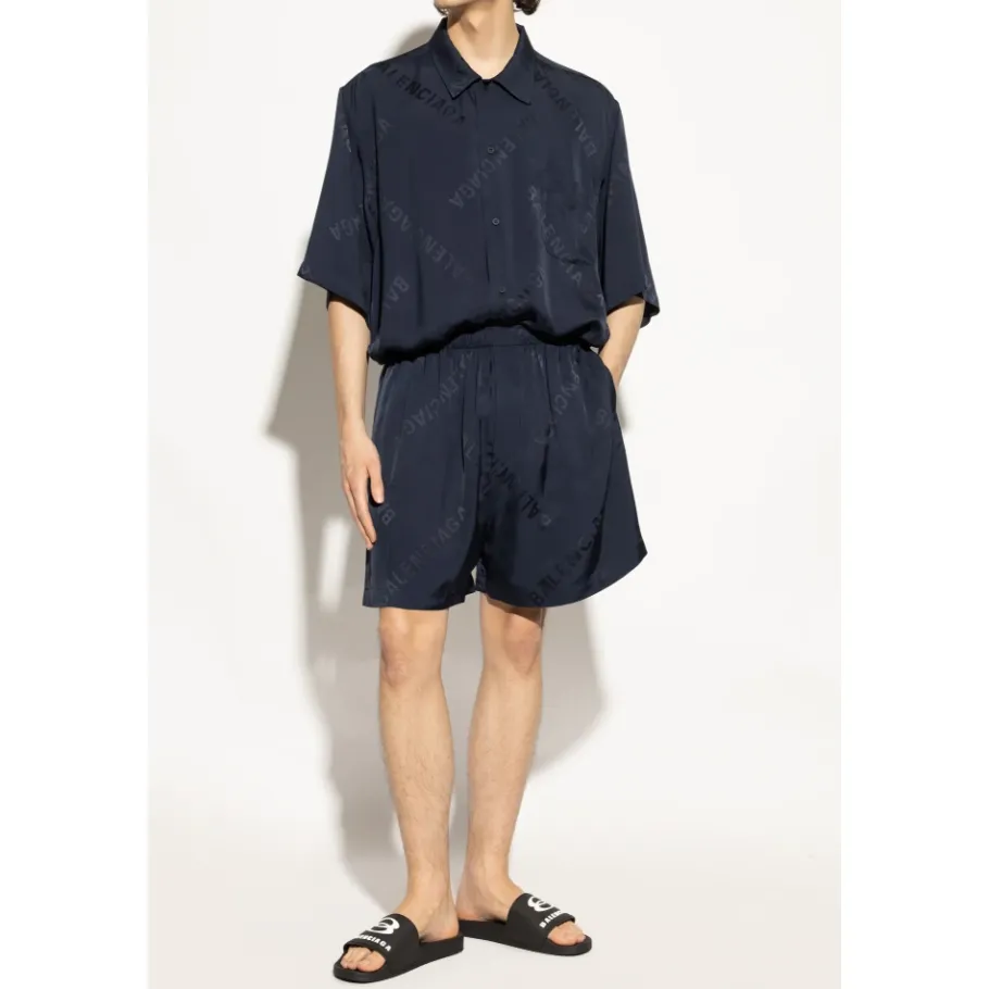 Balenciaga Rubberen slides met logo-Heren Slippers