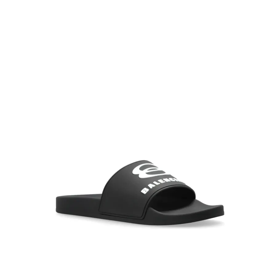 Balenciaga Rubberen slides met logo-Heren Slippers